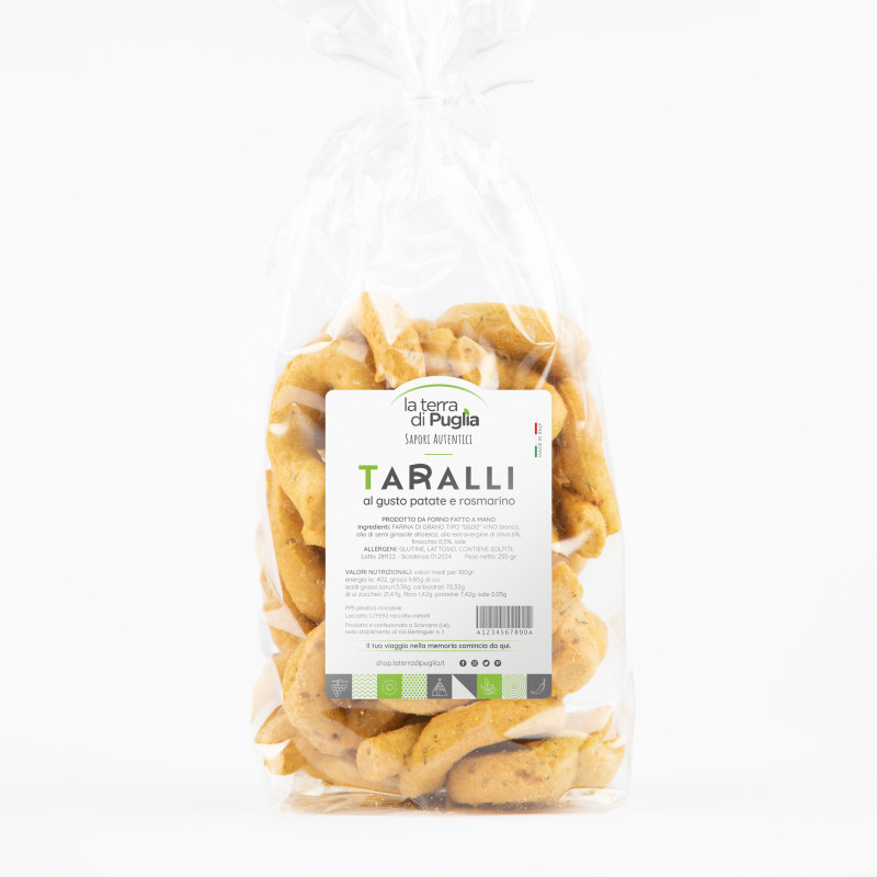 Handgemachte Taralli Kartoffel- und Rosmarin-Geschmack