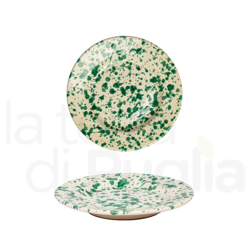 19cm splatter glazed terracotta flat plate