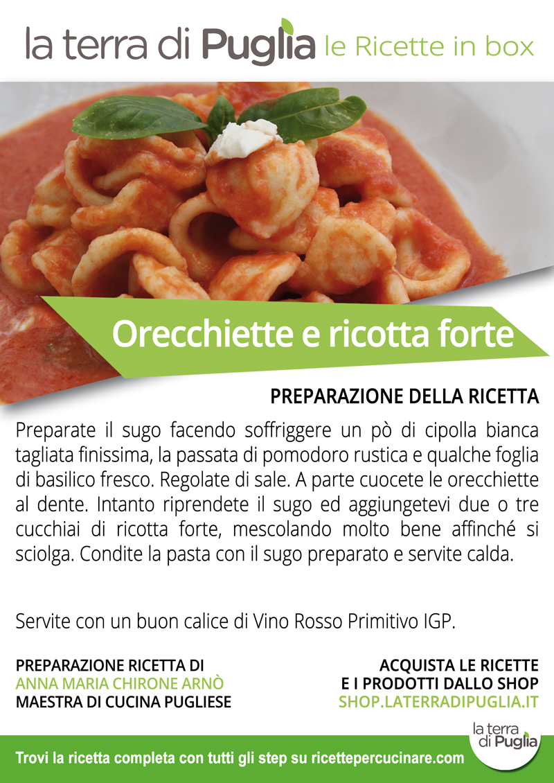 Regalo Dalla Puglia Ricetta Orecchiette Con Ricotta Forte