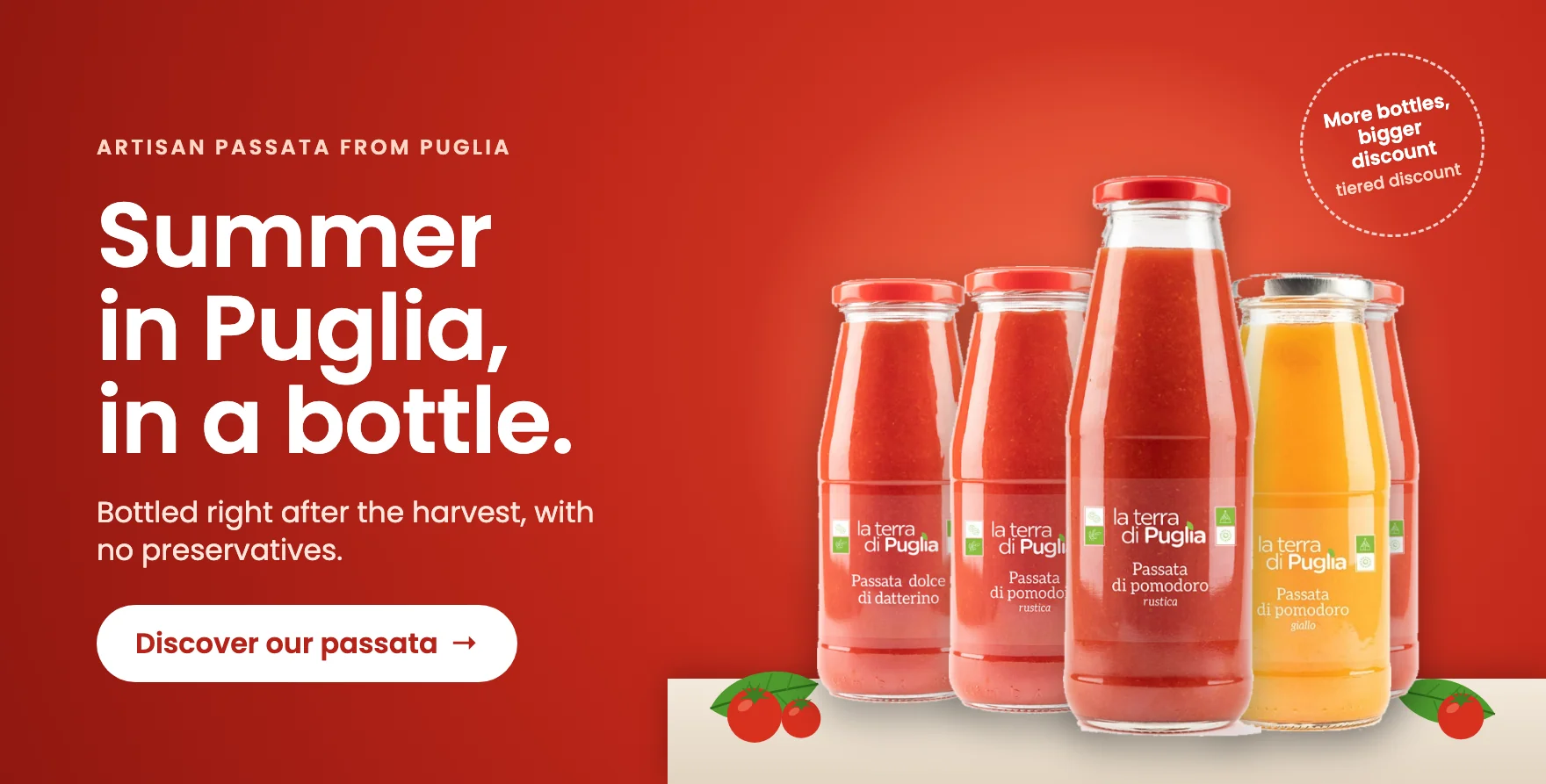 Artisan tomato passata from Puglia, bottled right after the harvest
