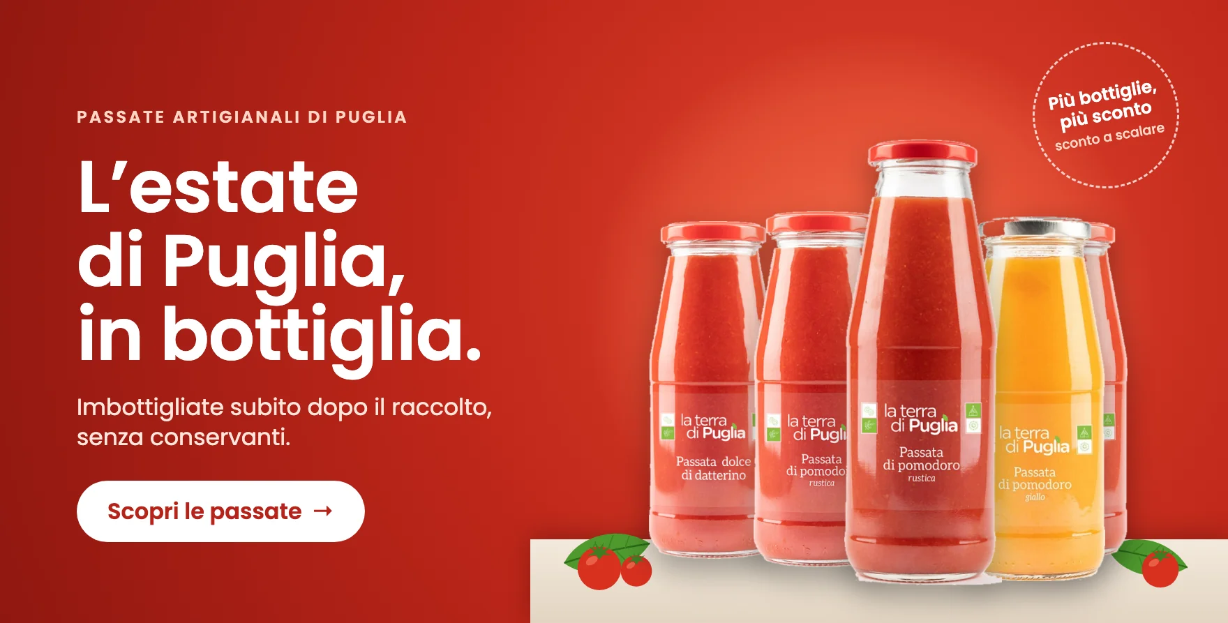 Passate artigianali di Puglia, imbottigliate subito dopo il raccolto